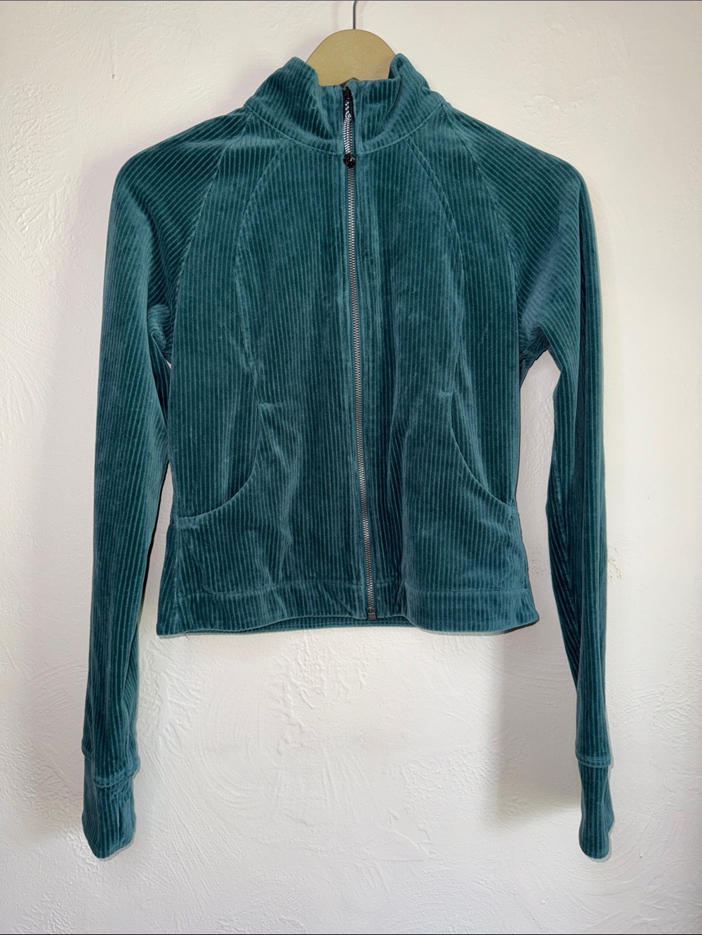 Lululemon Scuba Track Jacket Teal Ribbed Velour Size 6
